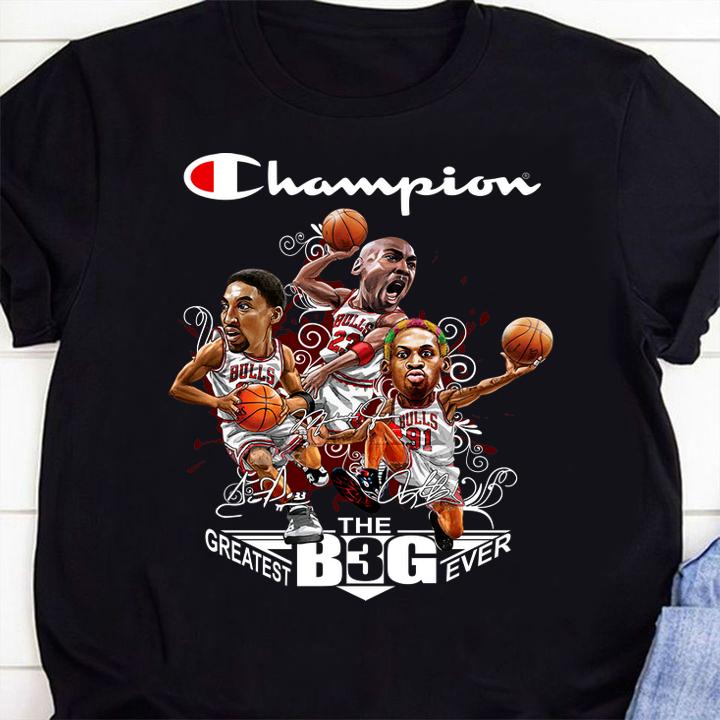 Champion Jordan Michael Scottie Pippen Dennis Rodman signatures t-shirt shirt