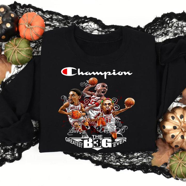 Champion Jordan Michael Scottie Pippen Dennis Rodman signatures t-shirt sweatshirt