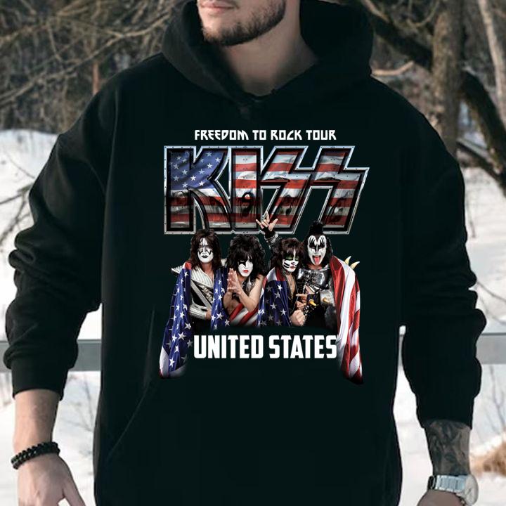 United States Freedom To Rock Tour Kiss Band American Flag t-shirt hoodie
