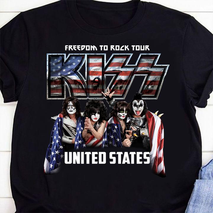 United States Freedom To Rock Tour Kiss Band American Flag t-shirt shirt