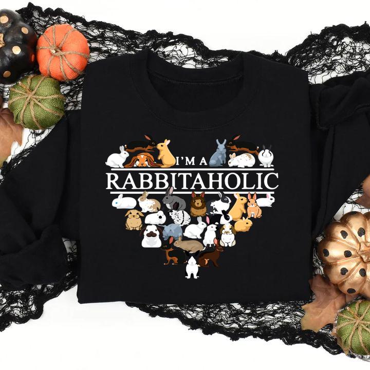 Awesome I'm a rabbitaholic rabbit aholic t-shirt sweatshirt