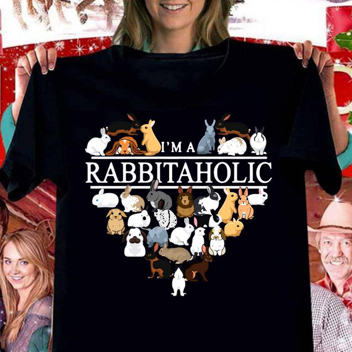Awesome I'm a rabbitaholic rabbit aholic t-shirt woman shirt