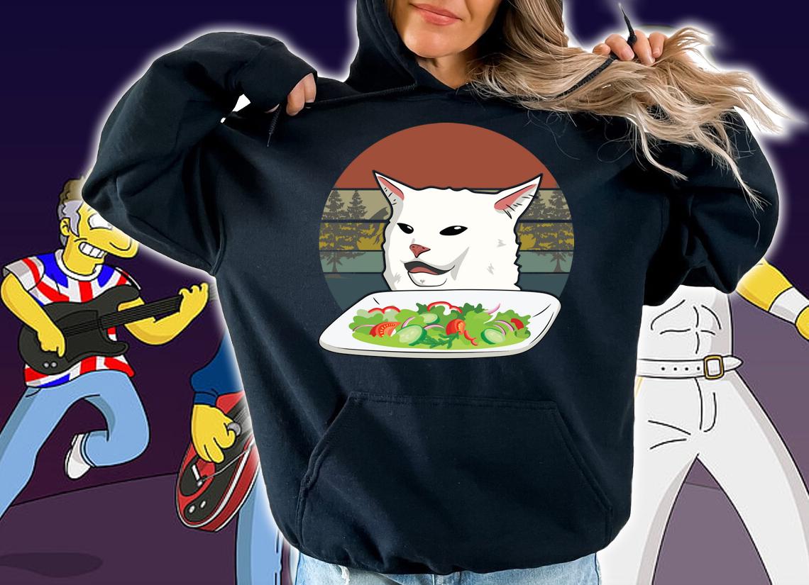 Awesome Vintage Cat Meme Woman Yelling at Cat t-shirt hoodie