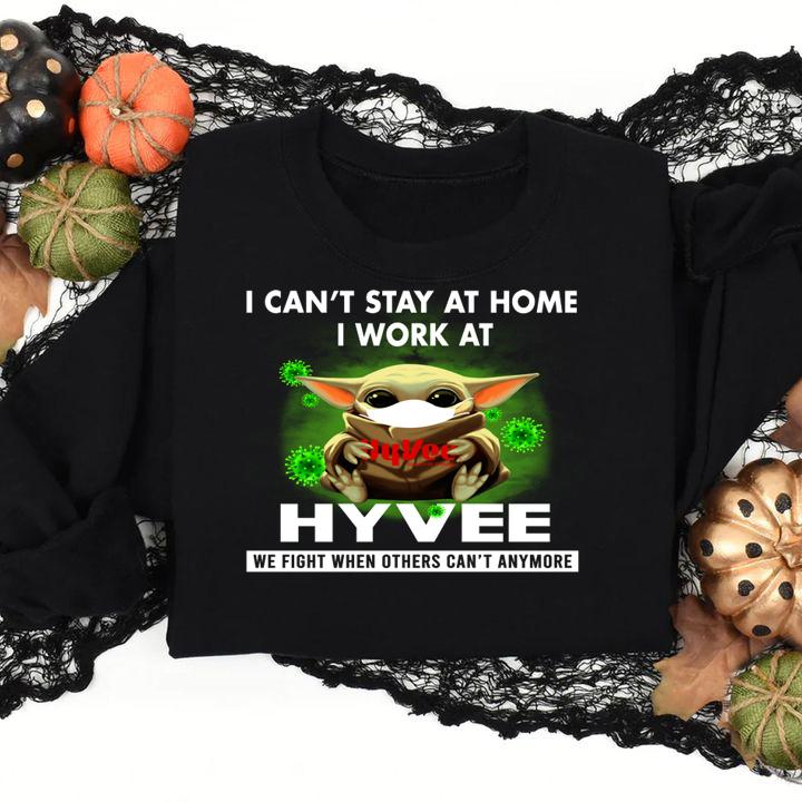 Baby Yoda I can’t stay at home i work at Hy-Vee Coronavirus t-shirt sweatshirt