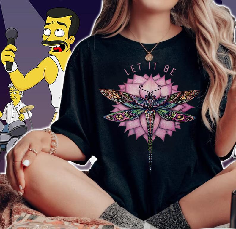Let It Be Dragonfly Lotus t-shirt woman shirt