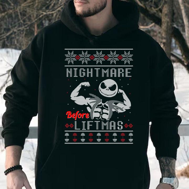 Ugly Christmas Jack Skellington Nightmare Before Liftmas t-shirt hoodie