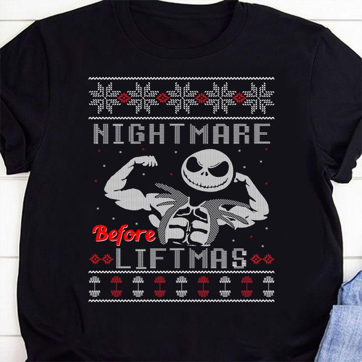 Ugly Christmas Jack Skellington Nightmare Before Liftmas t-shirt shirt