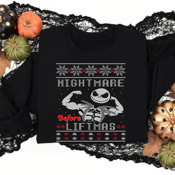 Ugly Christmas Jack Skellington Nightmare Before Liftmas t-shirt sweatshirt
