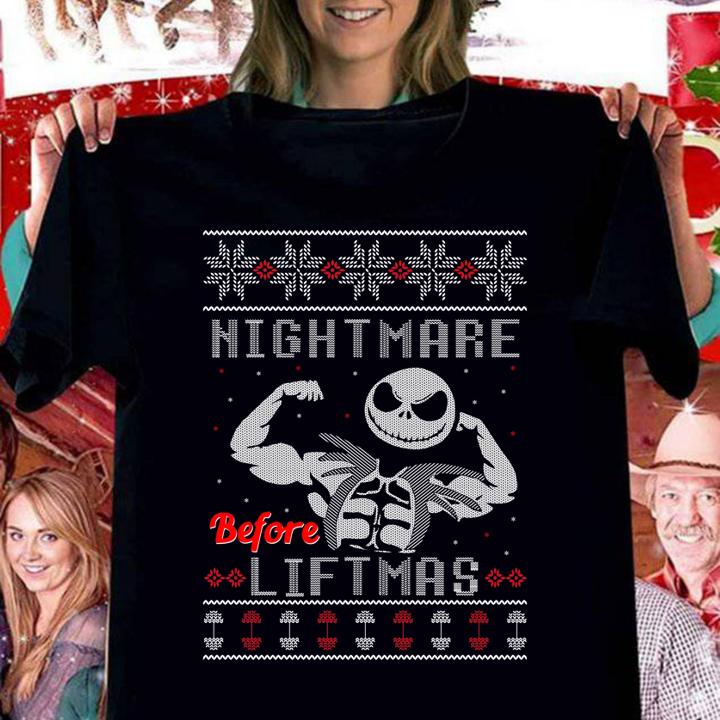 Ugly Christmas Jack Skellington Nightmare Before Liftmas t-shirt woman shirt