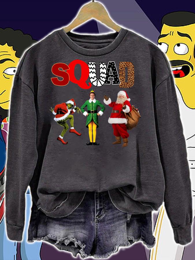 Funny Squad Grinch Elf and Santa Claus Christmas t-shirt sweatshirt