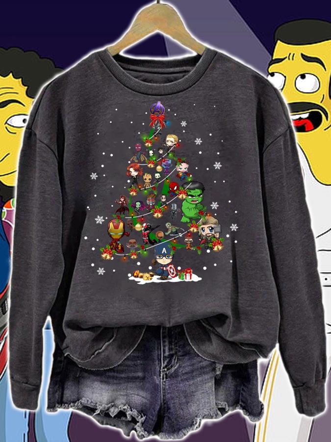 The Avengers Marvel Heroes Chibi Christmas Tree t-shirt sweatshirt