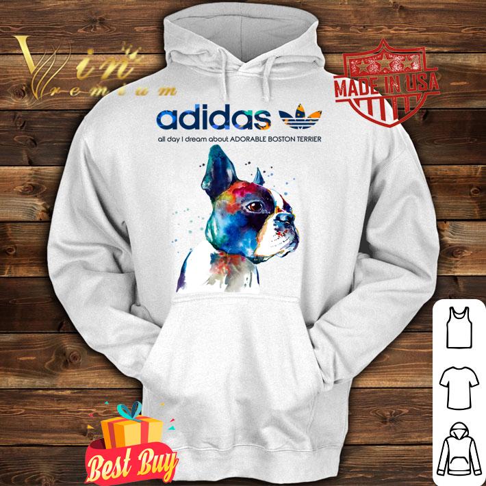 Adidas all day I dream about Adorable Boston Terrier watercolors t-shirt hoodie
