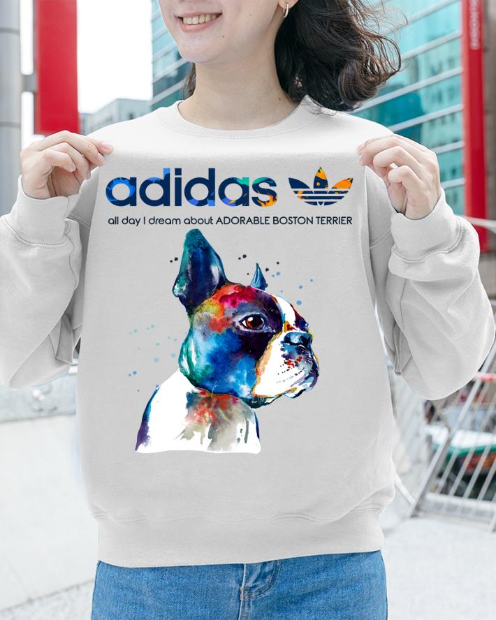 Adidas all day I dream about Adorable Boston Terrier watercolors t-shirt sweatshirt