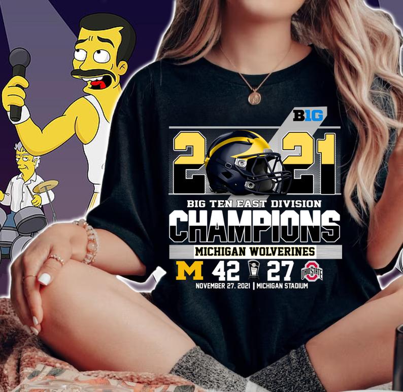 B1G 2021 Big Ten East Division Champions Michigan Wolverines 42 27 Ohiostate t-shirt woman shirt