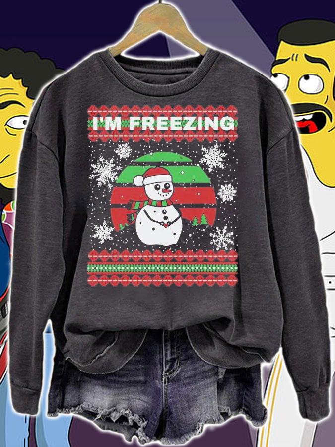 Im Freezing Funny Snowman Ugly Sweater Christmas T-shirt t-shirt sweatshirt