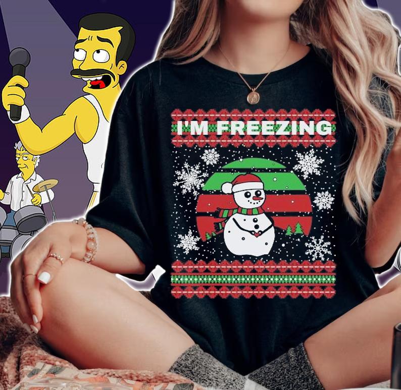 Im Freezing Funny Snowman Ugly Sweater Christmas T-shirt t-shirt woman shirt