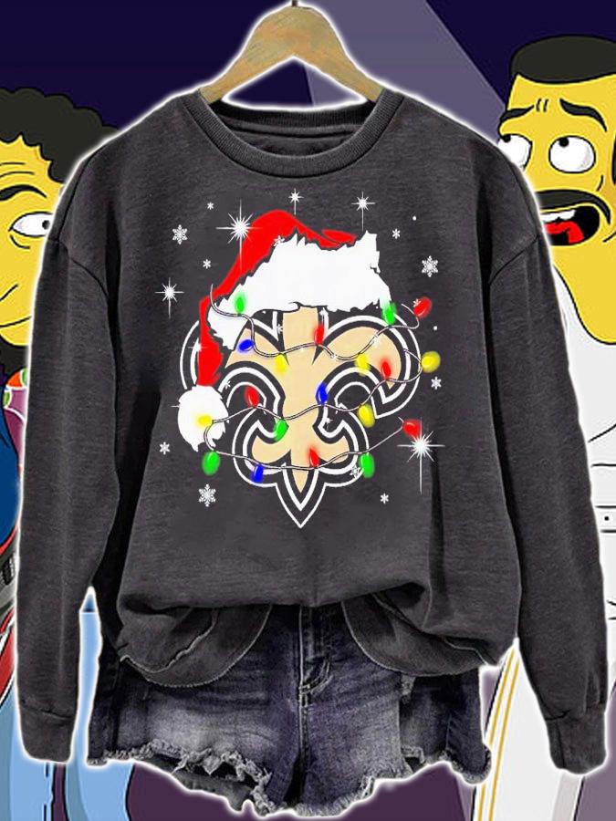 New Orleans Saints Santa hat Christmas shirt t-shirt sweatshirt