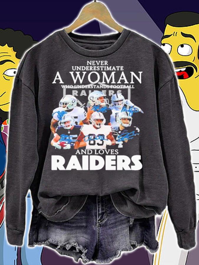 Never underestimate a woman who understands football and loves Raiders signatures 2022 shirt t-shirt