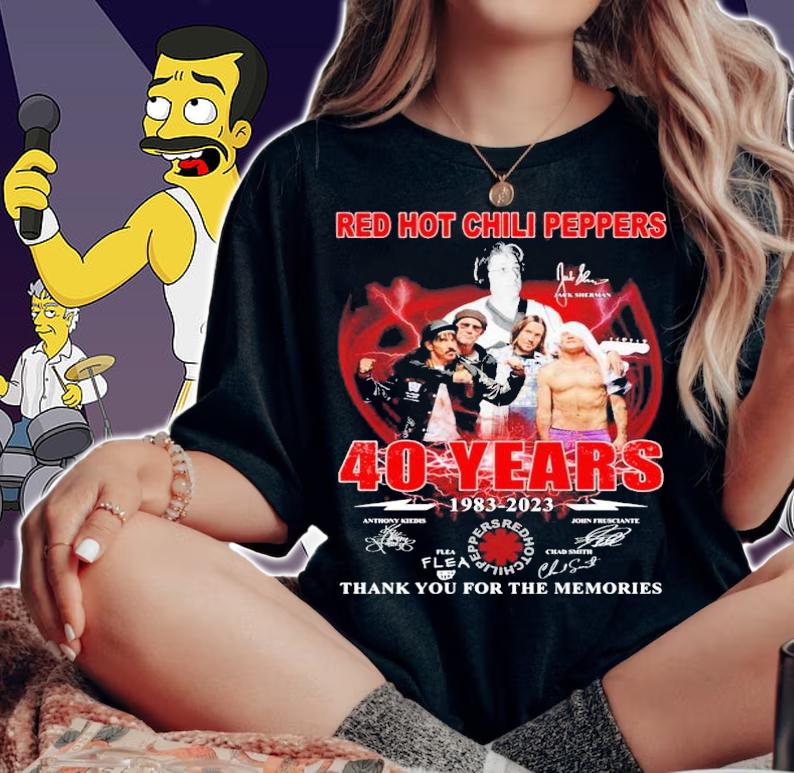 Red Hot Chili Peppers 40 years 1983 2023 thank you for the memories shirt t-shirt