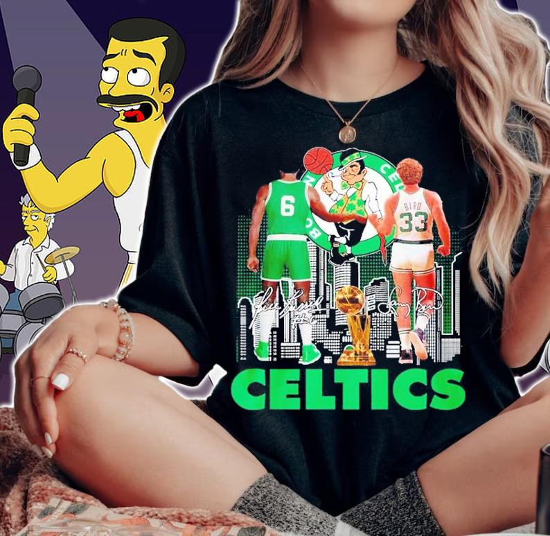 Bill Russell Larry Bird Celtics shirt t-shirt