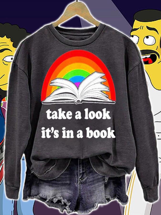 Take a look its in a book reading vintage retro rainbow shirt t-shirt