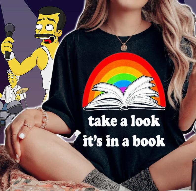 Take a look its in a book reading vintage retro rainbow shirt t-shirt