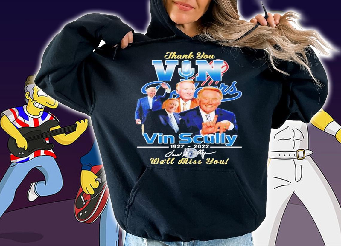 Thank you Vin Scully 1927 2022 we'll miss you signature shirt t-shirt hoodie