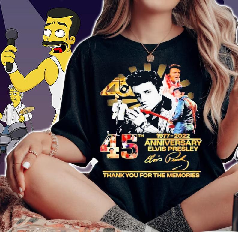 Elvis Presley 1977-2022 45th Anniversary Signature Thank You For The Memories Shirt t-shirt