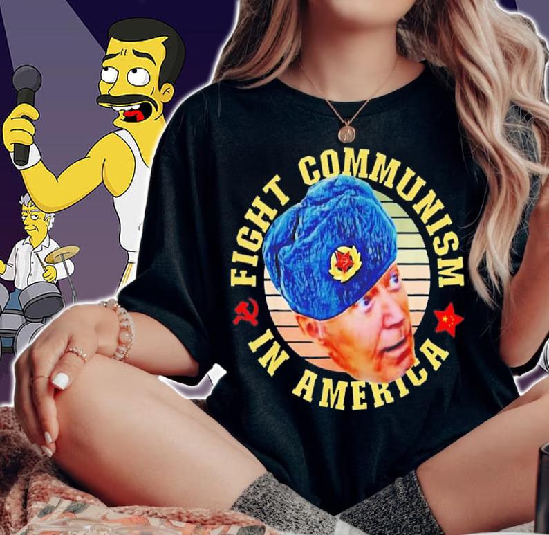 Fight Communism In America Anti Biden Joe Wearing Ushanka Shirt t-shirt
