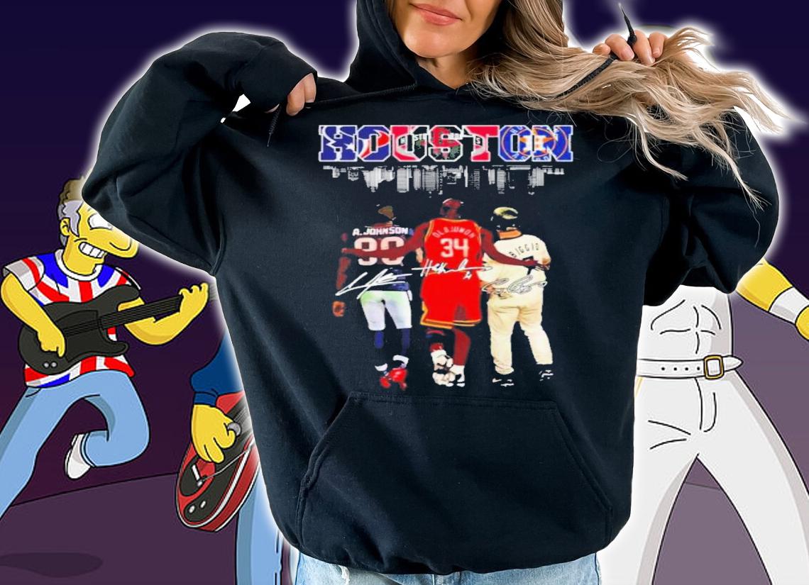 Houston Andre Johnson Hakeem Olajuwon And Craig Biggio Signatures Shirt t-shirt hoodie