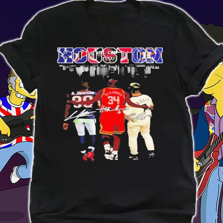 Houston Andre Johnson Hakeem Olajuwon And Craig Biggio Signatures Shirt t-shirt shirt