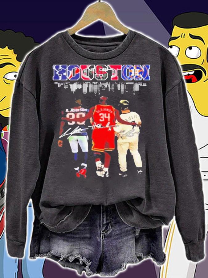 Houston Andre Johnson Hakeem Olajuwon And Craig Biggio Signatures Shirt t-shirt sweatshirt