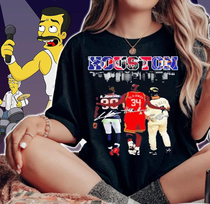 Houston Andre Johnson Hakeem Olajuwon And Craig Biggio Signatures Shirt t-shirt woman shirt