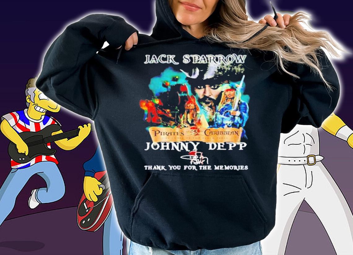 Jack Sparrow Pirates Of The Caribbean Johnny Depp Signatures Thank You For The Memories Shirt t-shirt hoodie