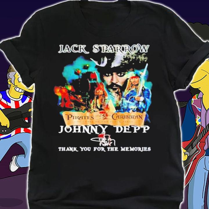 Jack Sparrow Pirates Of The Caribbean Johnny Depp Signatures Thank You For The Memories Shirt t-shirt shirt