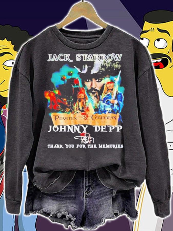 Jack Sparrow Pirates Of The Caribbean Johnny Depp Signatures Thank You For The Memories Shirt t-shirt sweatshirt