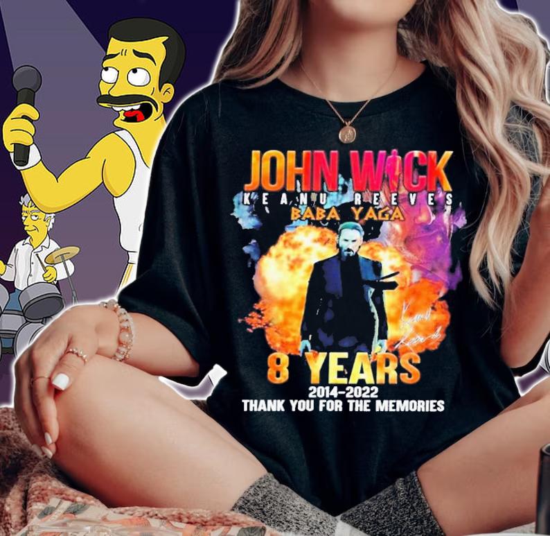 John Wick Keanu Reeves Baba Yaga 8 Years 2014-2022 Signature Thank You For The Memories T-Shirt t-shirt