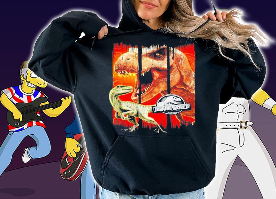 Jurassic World Jurassic Park T-Rex And Raptor Distressed Panels Shirt t-shirt