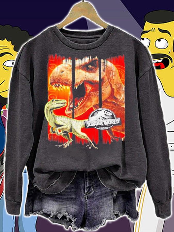 Jurassic World Jurassic Park T-Rex And Raptor Distressed Panels Shirt t-shirt
