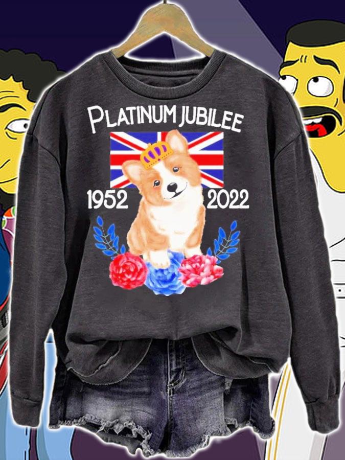 Queen Elizabeth's Platinum Jubilee Party Outfit 1952-2022 Union Jack Flag Corgi Shirt t-shirt sweatshirt
