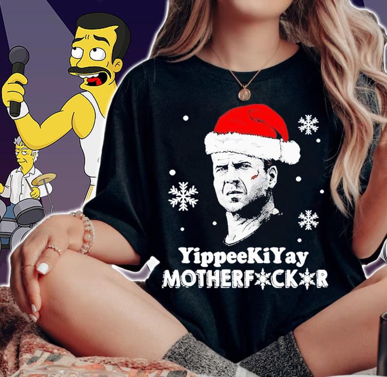 Snowflake Santa Bruce Willis Yippee Ki Yay Motherfucker Christmas Shirt t-shirt woman shirt