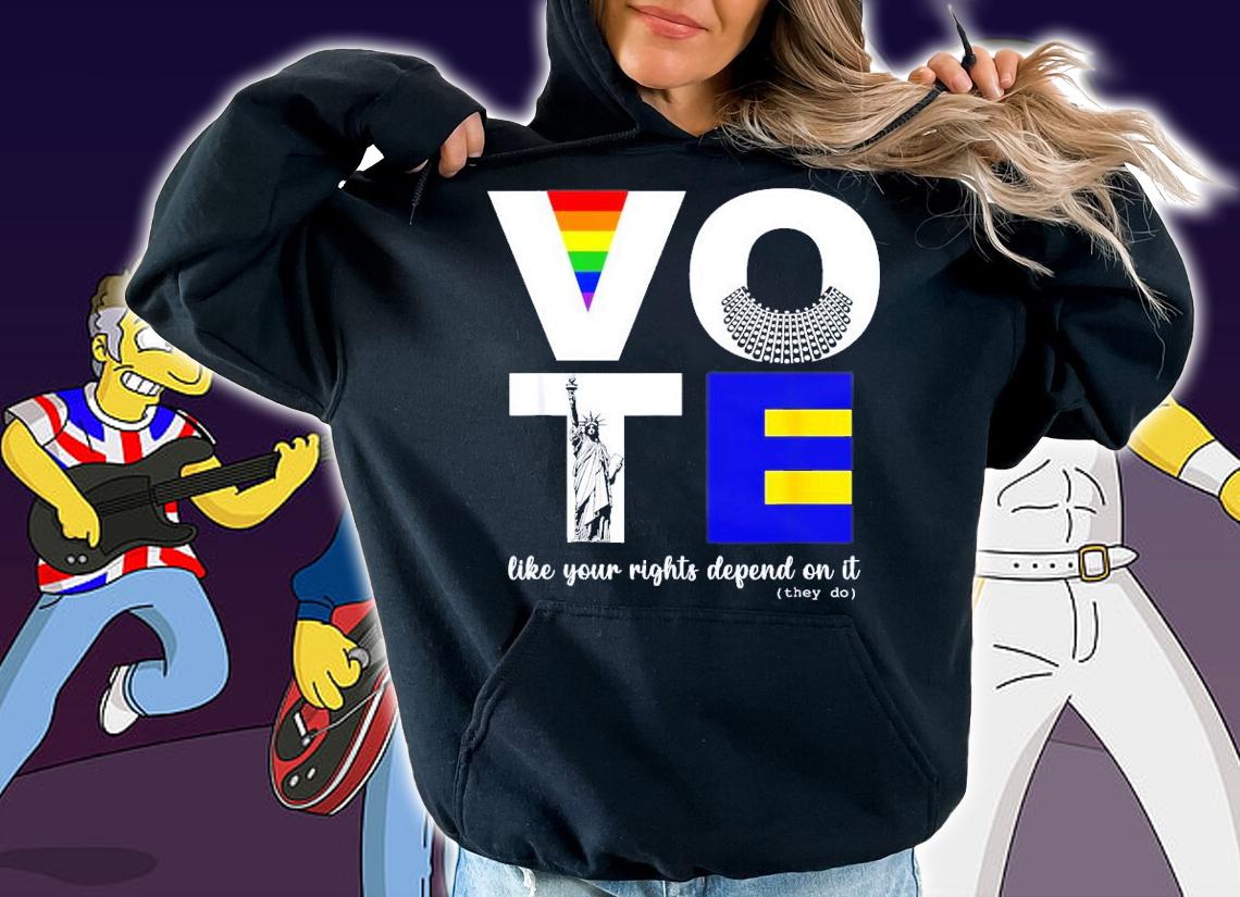 Vote Dissent Collar Statue Of Liberty Pride Flag Equality T-Shirt t-shirt hoodie