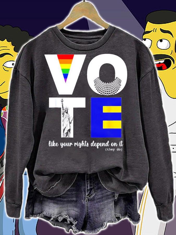 Vote Dissent Collar Statue Of Liberty Pride Flag Equality T-Shirt t-shirt sweatshirt
