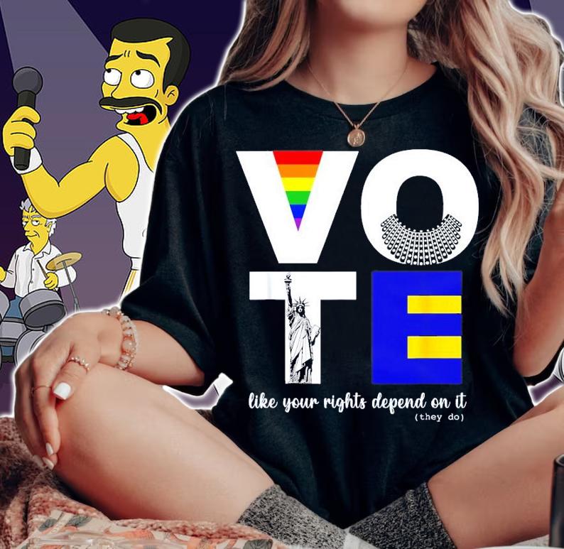 Vote Dissent Collar Statue Of Liberty Pride Flag Equality T-Shirt t-shirt woman shirt