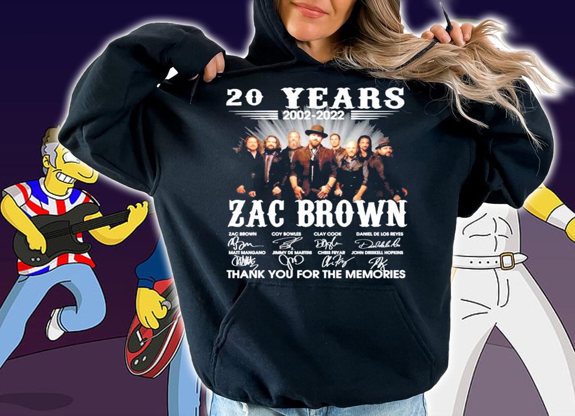 20 Years 2002-2022 Zac Brown Signature Thank You For The Memories Shirt t-shirt hoodie