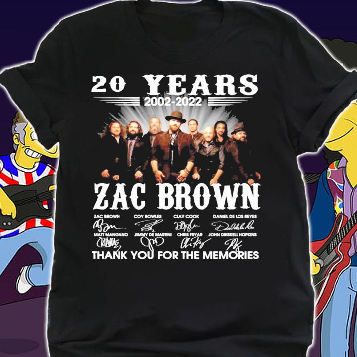 20 Years 2002-2022 Zac Brown Signature Thank You For The Memories Shirt t-shirt shirt
