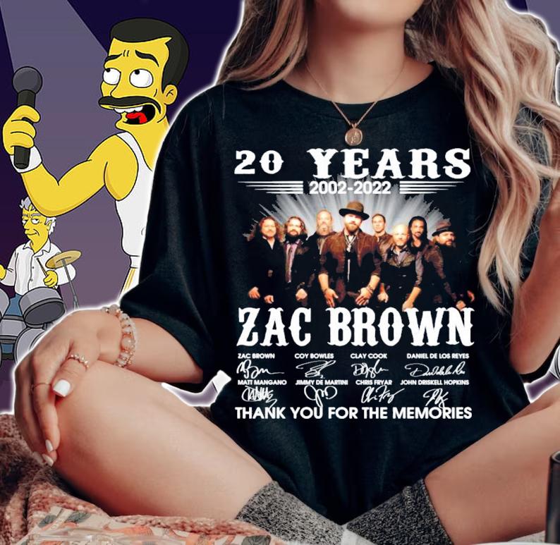 20 Years 2002-2022 Zac Brown Signature Thank You For The Memories Shirt t-shirt woman shirt