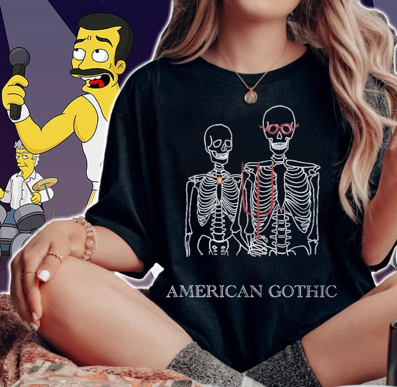 American Gothic skeleton T-shirt t-shirt woman shirt