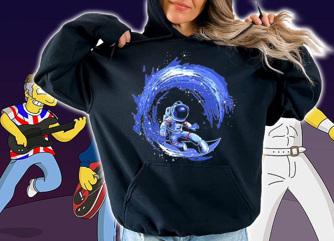 Astronaut Surfing In Space Print Ready Vector T-Shirt t-shirt