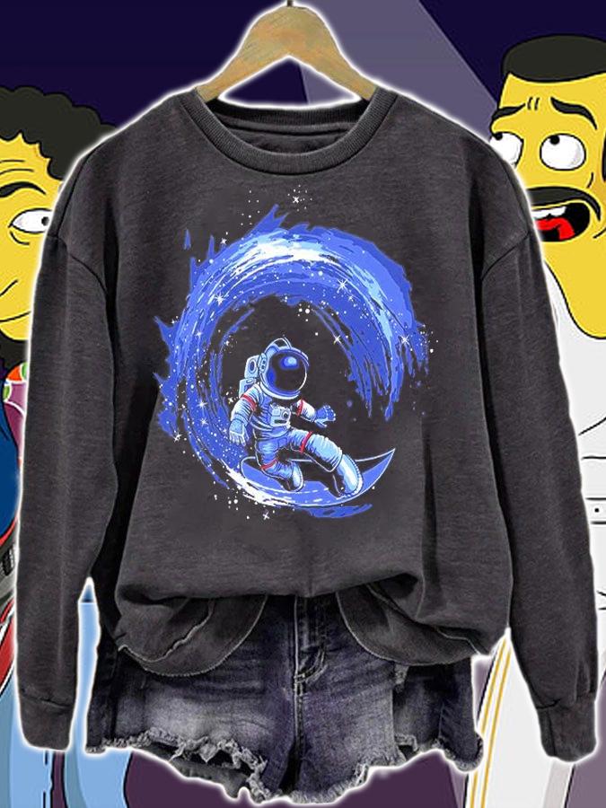 Astronaut Surfing In Space Print Ready Vector T-Shirt t-shirt